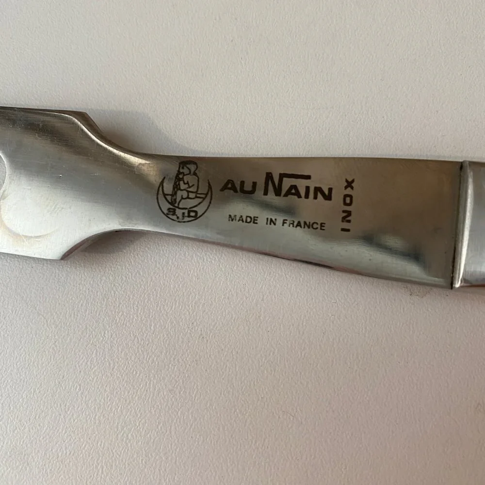 Vintage Au Nain Carving Fork France Stainless Steel Faux Tortoise‎ Handle